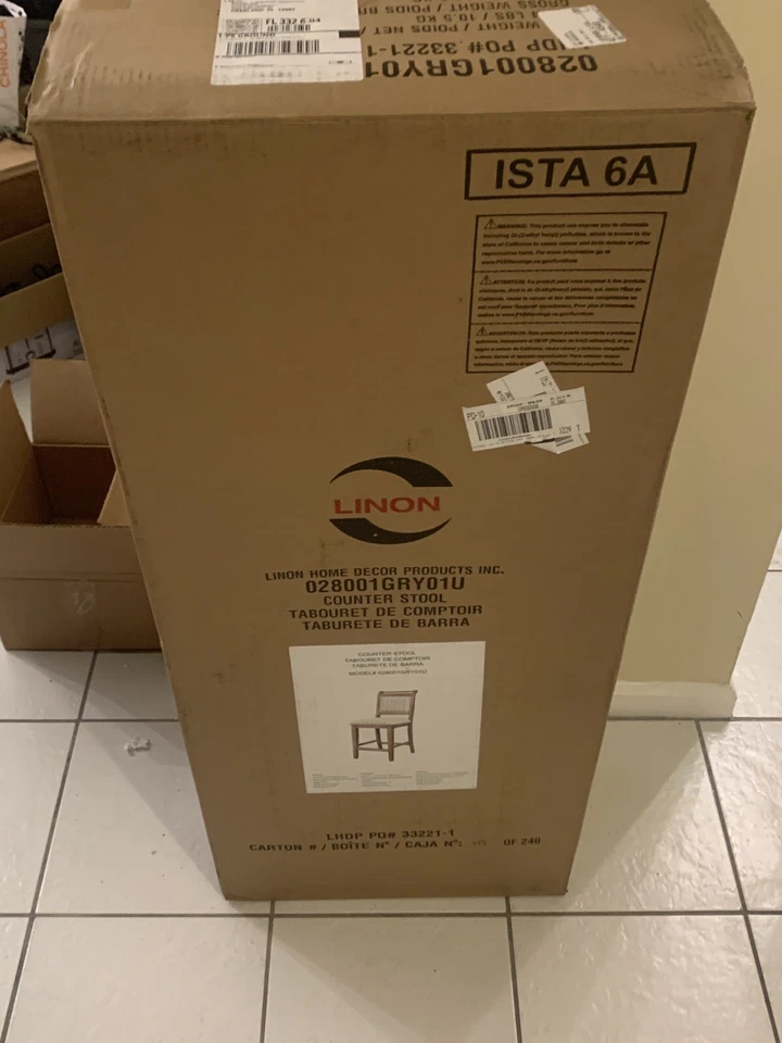 Linon Emmy 26" Counter Stool - Gray Wash - Image 3 of 4