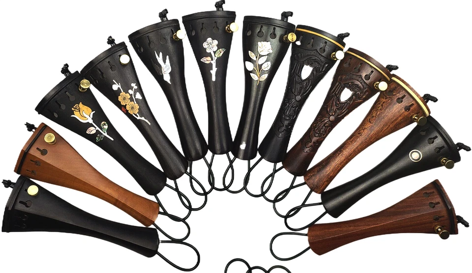 Multitudinous 4/4 Violin Tailpiece with Gut Finetuner, Wood Violin Tail piece - Image 3 of 4