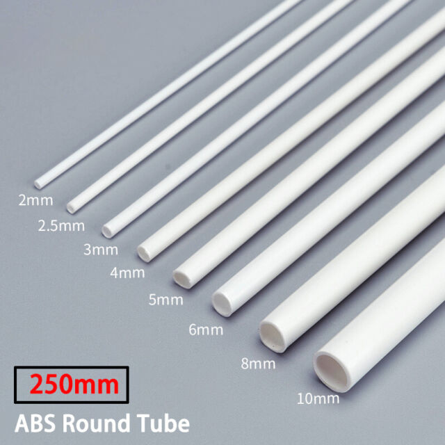 ABS Round Tube Dia 2/2.5/3/4/5/6/8mm Styrene Plastic Strips Rod Plasticard 250mm