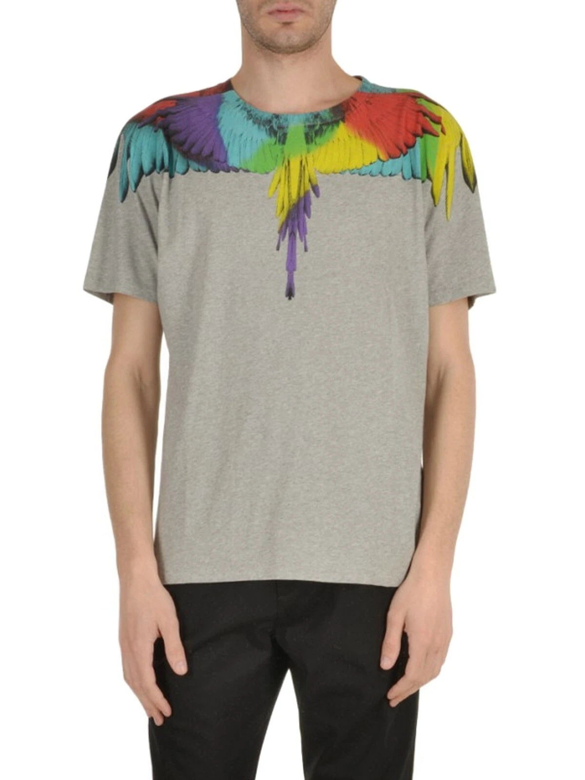 T shirt Marcelo Burlon Nicolas grigia multicolore stampa ali Taglia XL SS17 $320