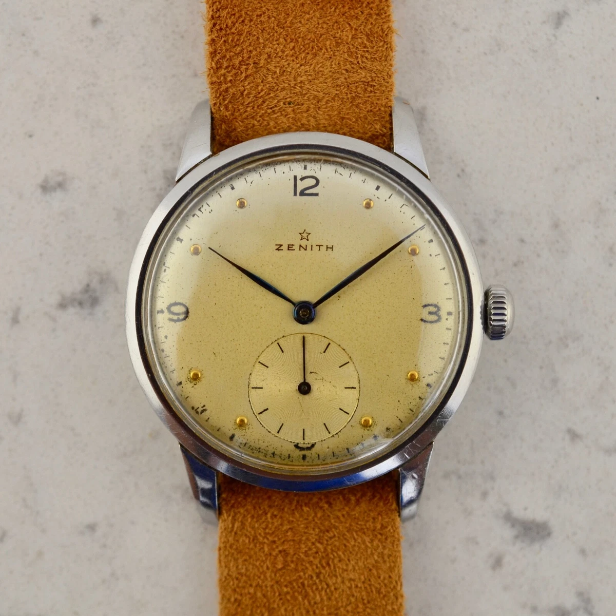 C.1950 Vintage Zenith oversize Calatrava Military watch cal.12 4 P 6 in steel