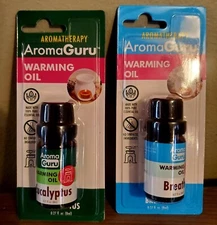 WARMING OIL Aroma Guru EUCALYPTUS & BREATHE Aromatherapy .27 oz 100% essential