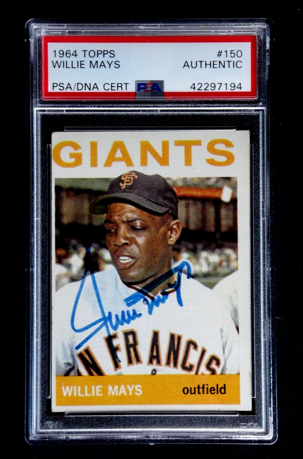 WILLIE MAYS PSA/DNA CERTIFIED AUTHENTIC 1964 TOPPS SIGNED CARD #150 AUTOGRAPH