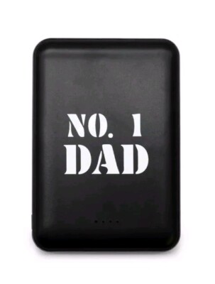 Way to Celebrate NO. 1 Dad Black Portable Charger Power Bank, USB-A & USB-C
