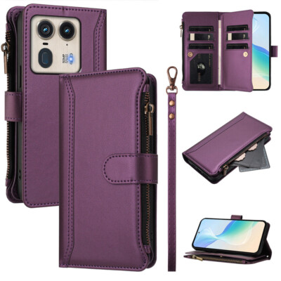 Leather Zipper Wallet Phone Case For iPhone 17 16 15 14 13 12 11 Pro Max 17E 16E