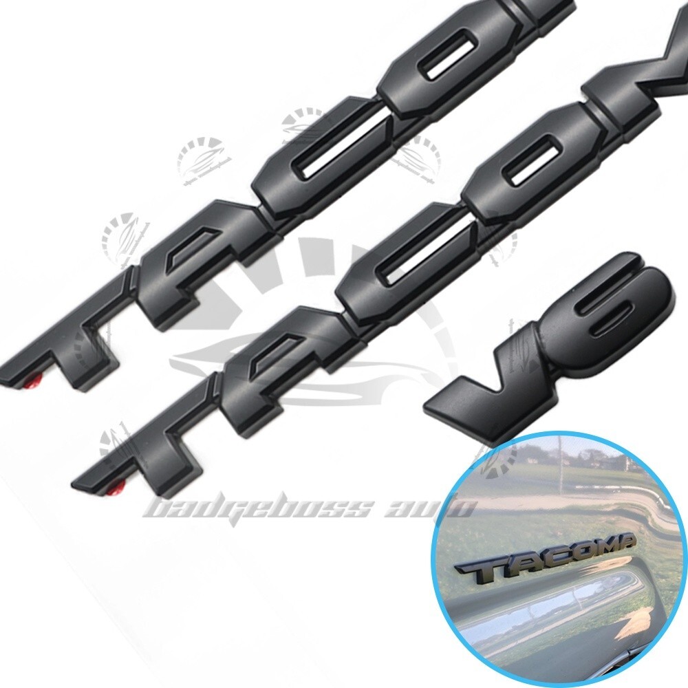 3pc/set 2016-2023 For Tacoma Gloss Blackout Emblem Overlay Kit V6 OFF ROAD Badge