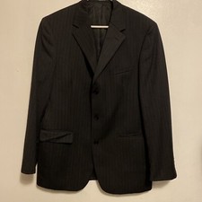 Classic Black Pinstripe Men's Blazer S K Andrew Fezza Size 42L Three Button Up