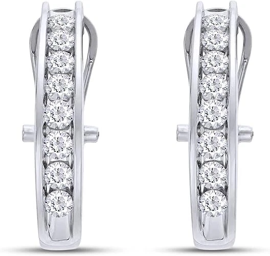 1ct Lab Grown Diamond Round Shape J Hoop Earrings in 14K Solid Gold for Women - Image 3 of 4