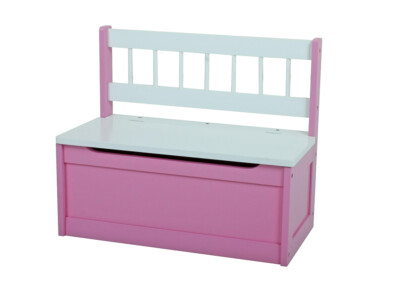2er Set Kinder Sitzbank Truhenbank Holzbank Bank Truhe Stauraum pink