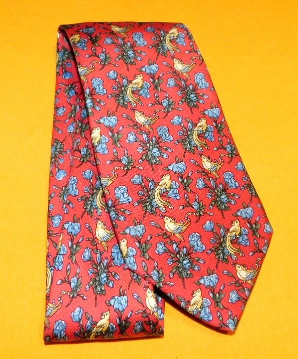 ALAIN FIGARET HECHO EN FRANCIA CORBATA MOTIVO PÁJARO ROJO/AMARILLO/AZUL - CORBATAS DE DISEÑADOR. Foto 2 de 3