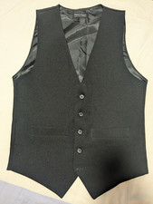 Henry Segal Men's Black Solid Formal Vest Waistcoat Button Front Regular
