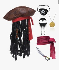 8 Pcs Pirate Costume Accessories Set Include Pirate Hat Headband Eye Patch Bi...