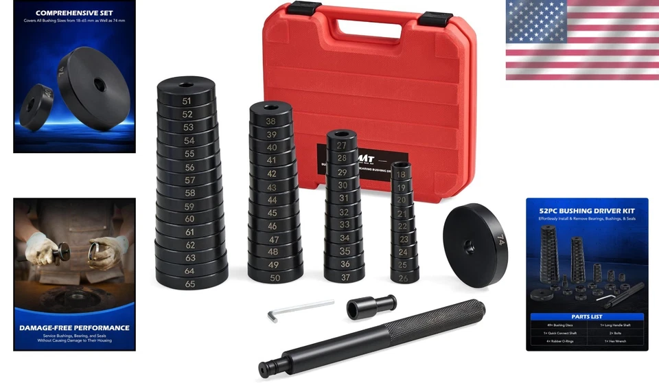 Juego de destornillador de buje automotriz 52 en 1 instalador de sello de cojinete de rueda de acero Foto 2 de 4