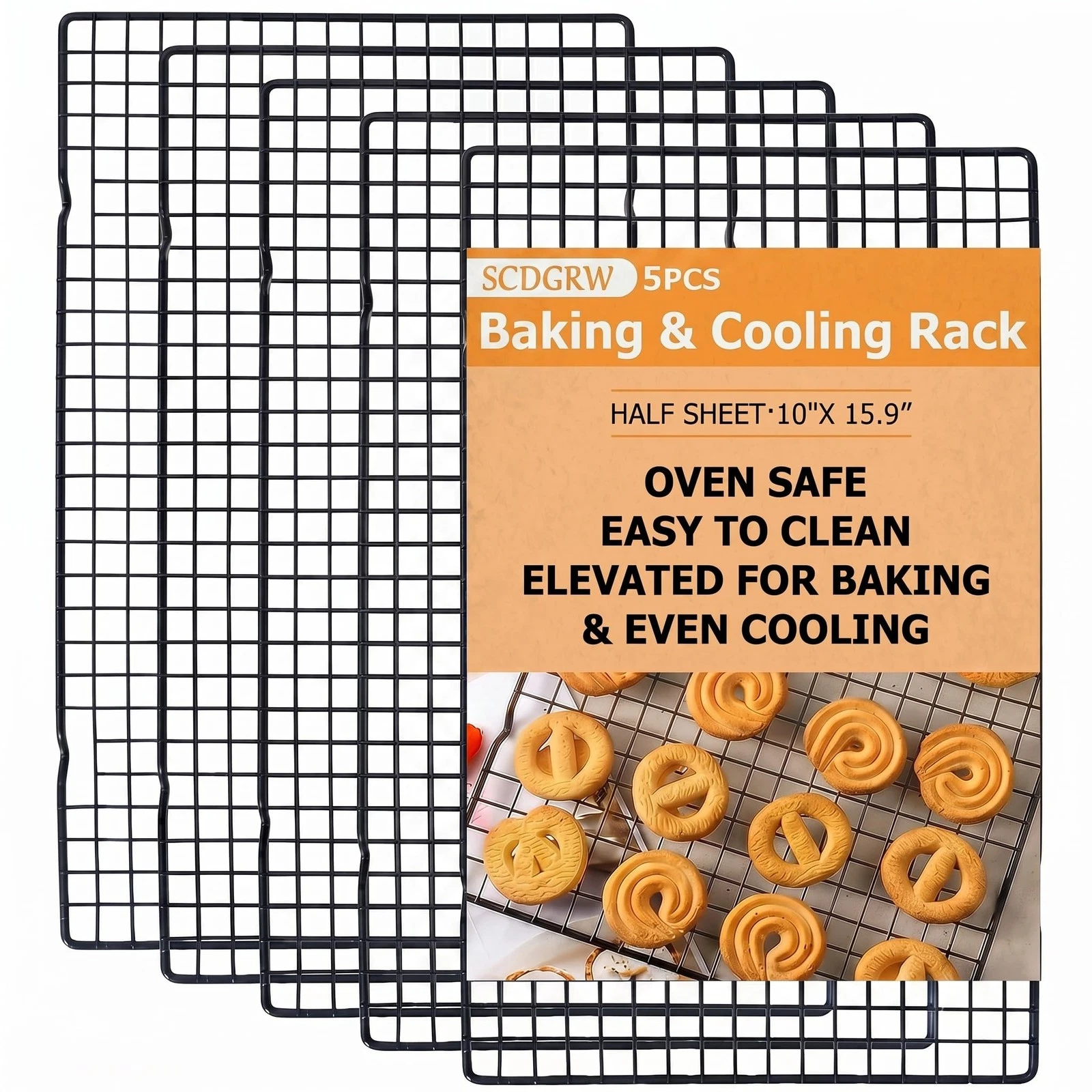 5PCS Cooling Racks for Cooking and Baking 10" x 16" Wire Rack Baking Rack, Co...