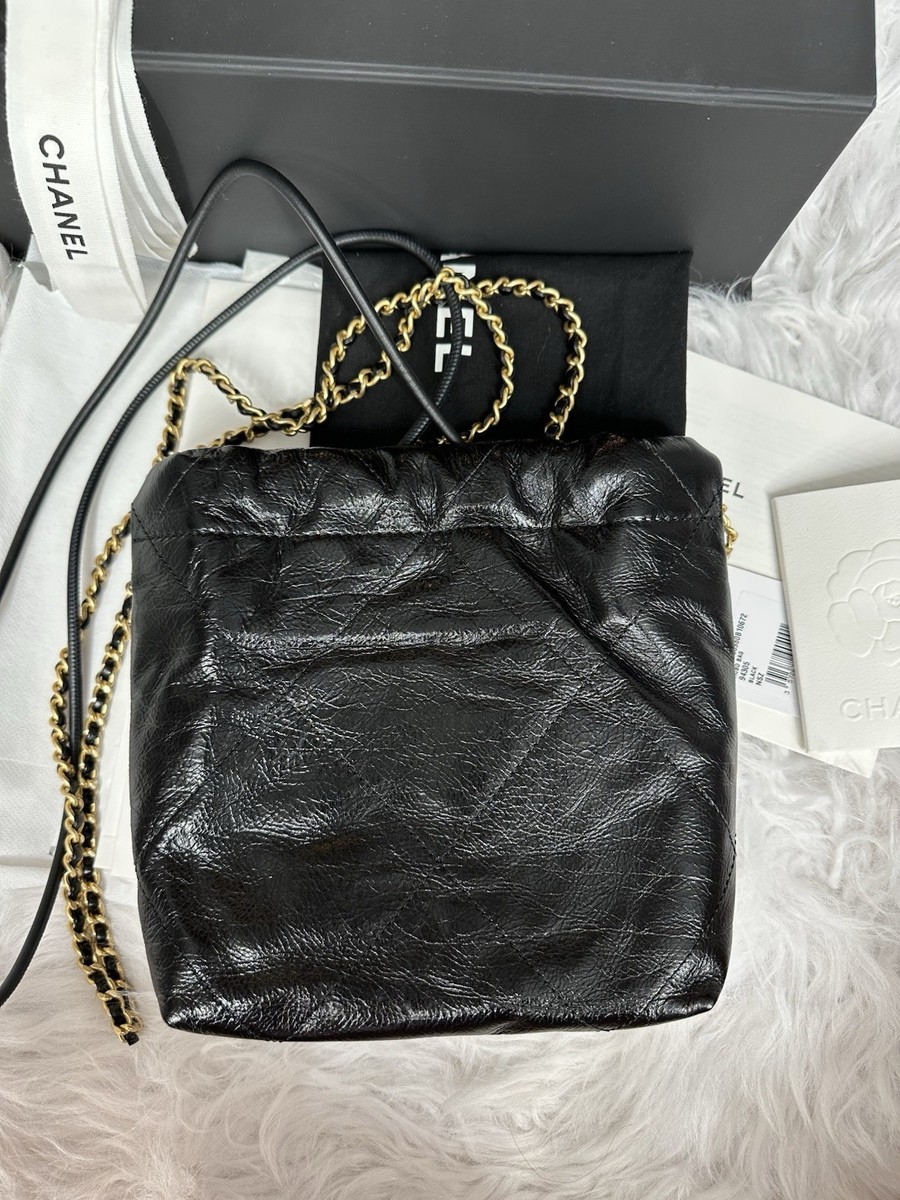 NWT Chanel 23S Mini 22 Black with Pearl Strap Hobo bag | eBay