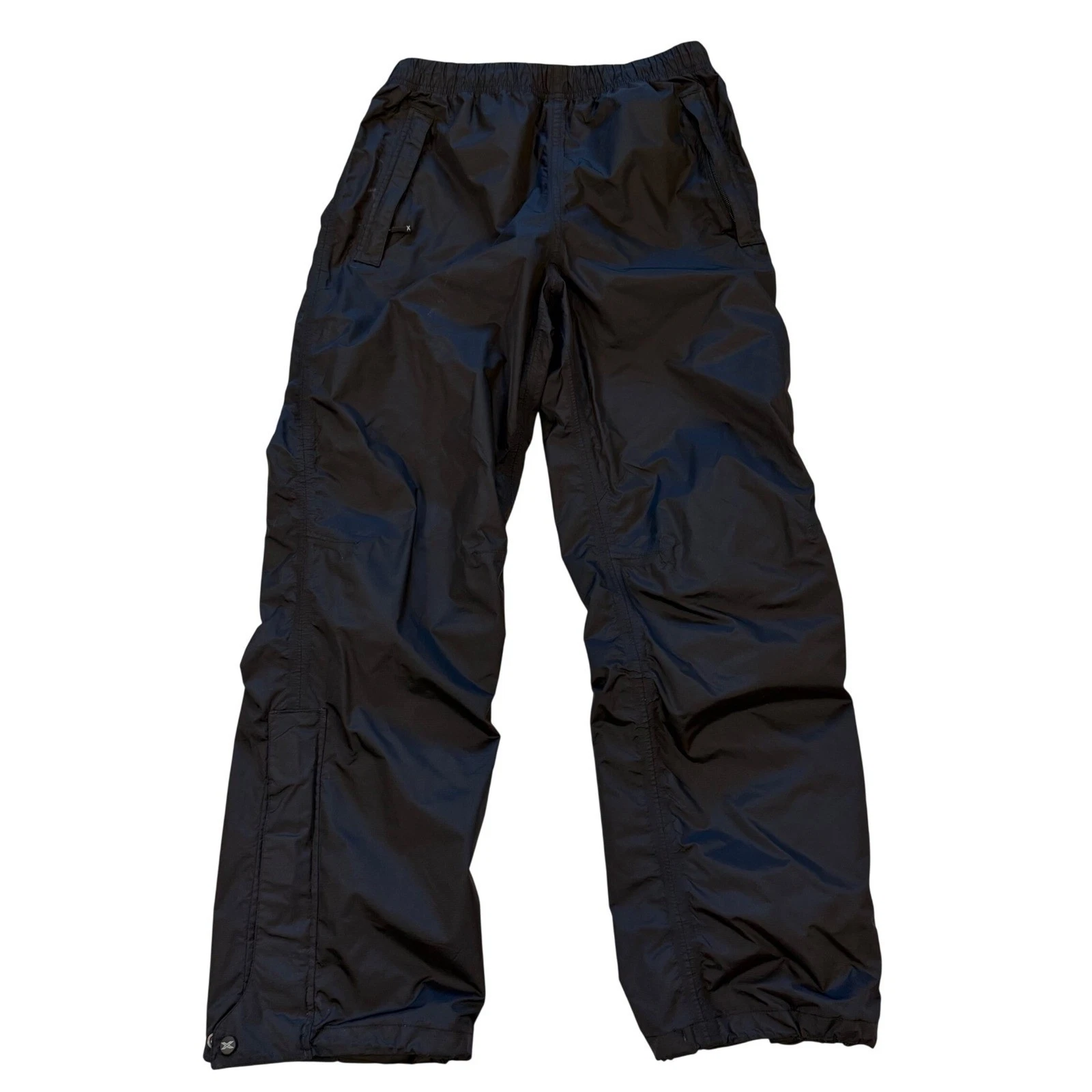 GSX Black Nylon Water Resistant Track Pants Joggers Men's Medium Elastic Waist