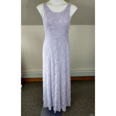 NWT Giorgio West Lavender Floral Lace Sleeveless Maxi Gown V-Back Lined Large