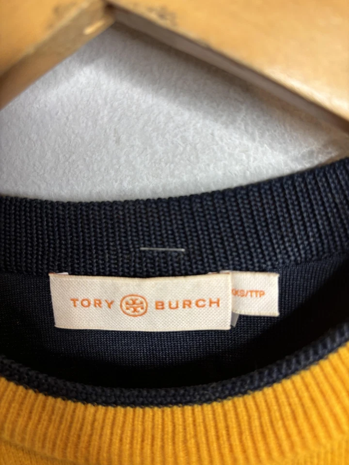 Suéter Tory Burch Mujer XXS Amarillo Cachemira Cuello Redondo Pullover Manga Larga Tejido Foto 3 de 4