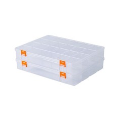 2 Pack Fixed 21 Grids Large Clear Plastic Storage Box, Transparent Organizer ...