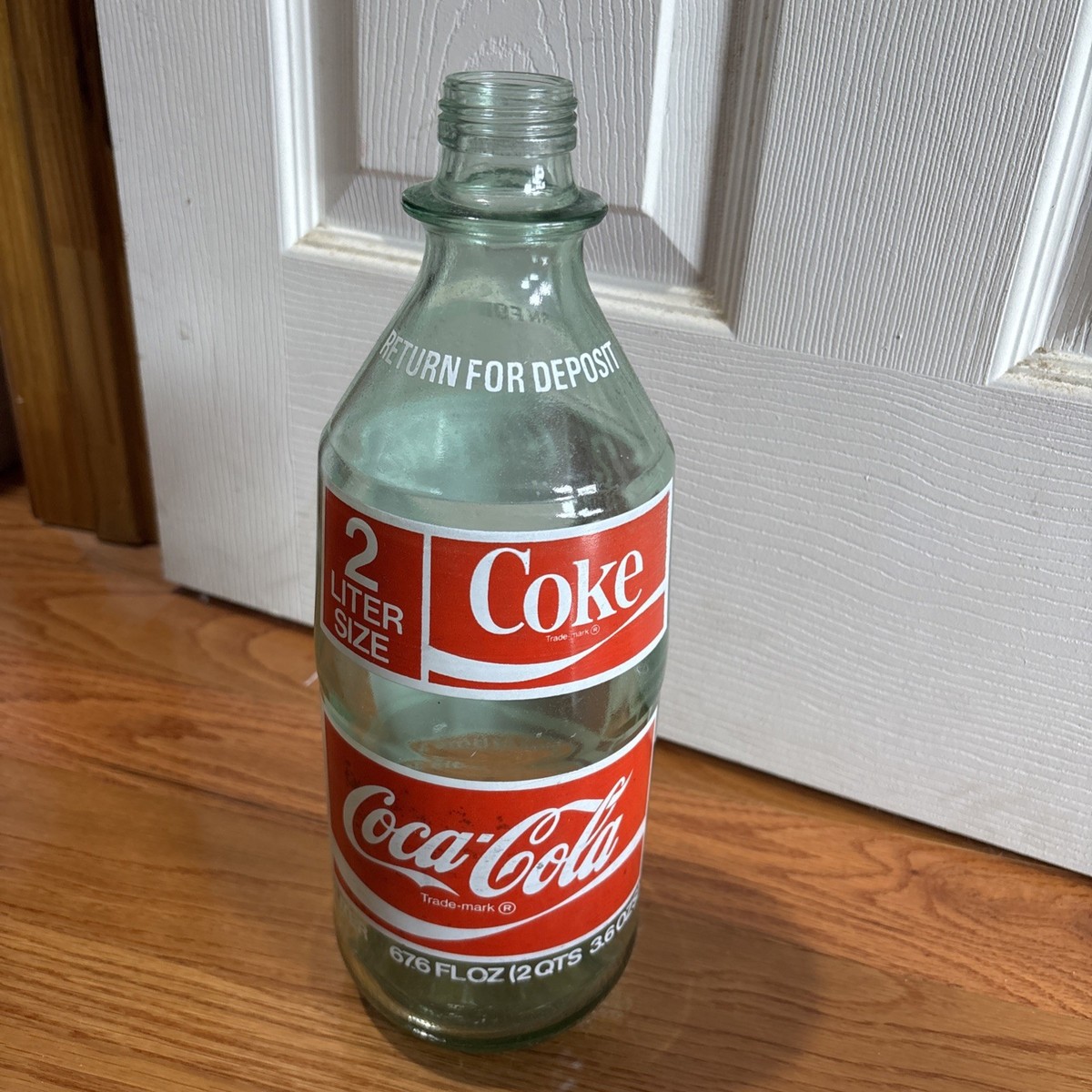 1970s Vintage Coca Cola 2 Liter Empty Glass Coke Bottle 67.6 Fl Oz