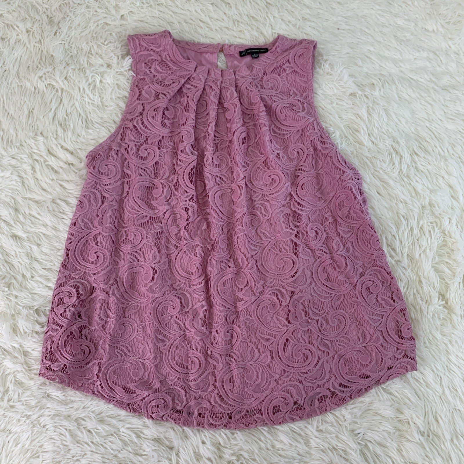 Adrianna Papell pink lace tank top large