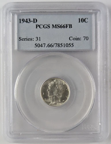 1943-D Mercury Silver Dime 10c PCGS MS66 FB Full Bands 7851055