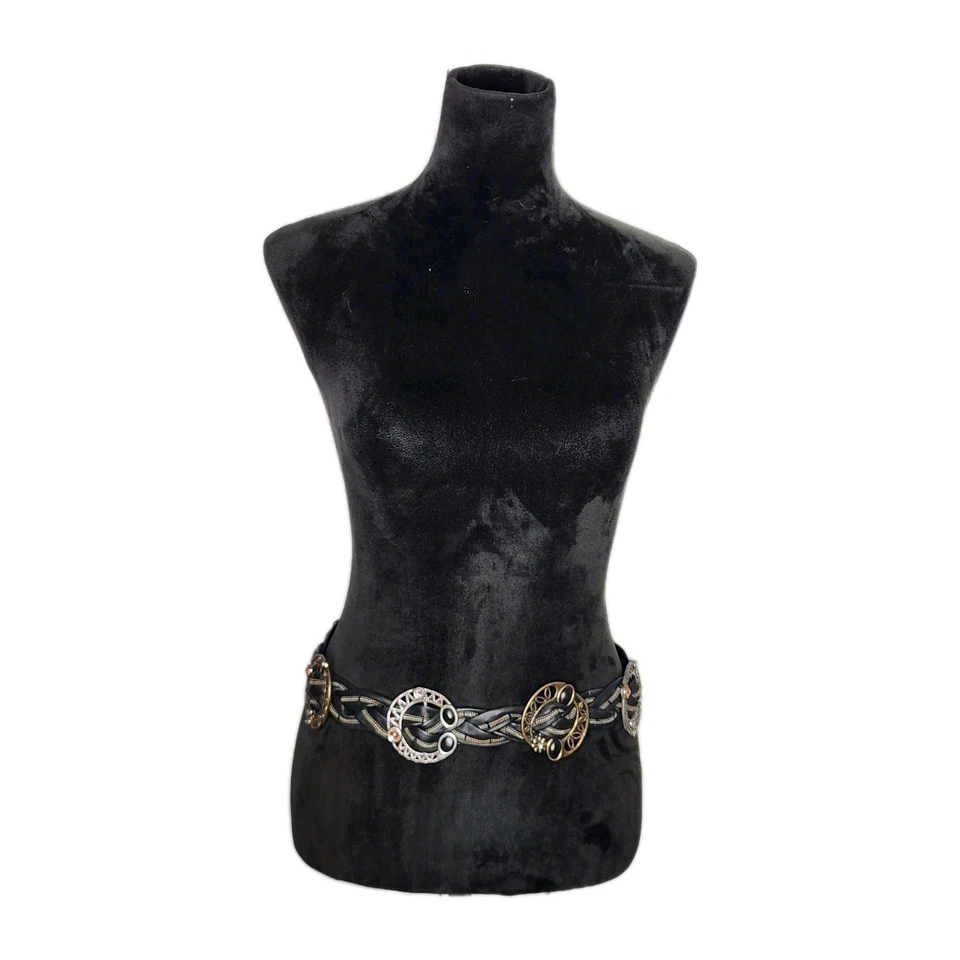 Chico's Belt Silver & Brass Tone Braided Ornate Adjustable Chain Belt OS - Image 2 of 4