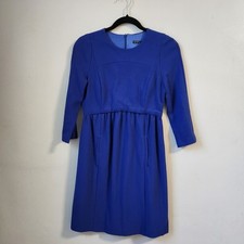 Zara Basic Mini Dress Pockets 3/4 Sleeve Cobalt Blue Career XS