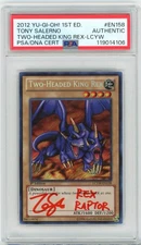 PSA Signed Tony Salerno Yu-Gi-Oh! TCG Two-Headed King Rex LCYW-EN158 1st Edition