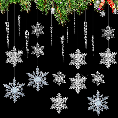 Perline Per Bracciali E Collane Beadthoven - 200 Perline Trasparenti Con Fiocco Di Neve In Acrilico Trasparente Per L'inverno Del Paese Delle Meraviglie Sfuse Per Orecchini Di Decorazioni Fai Da Te