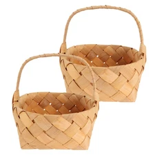 2 Pcs Mini Hand Woven Wood Chip Basket Rustic Wedding Favor Display