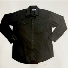 VINTAGE 90s Wrangler Pearl Snap Western Cowboy Cut Shirt Black Mens XL 17.5 35