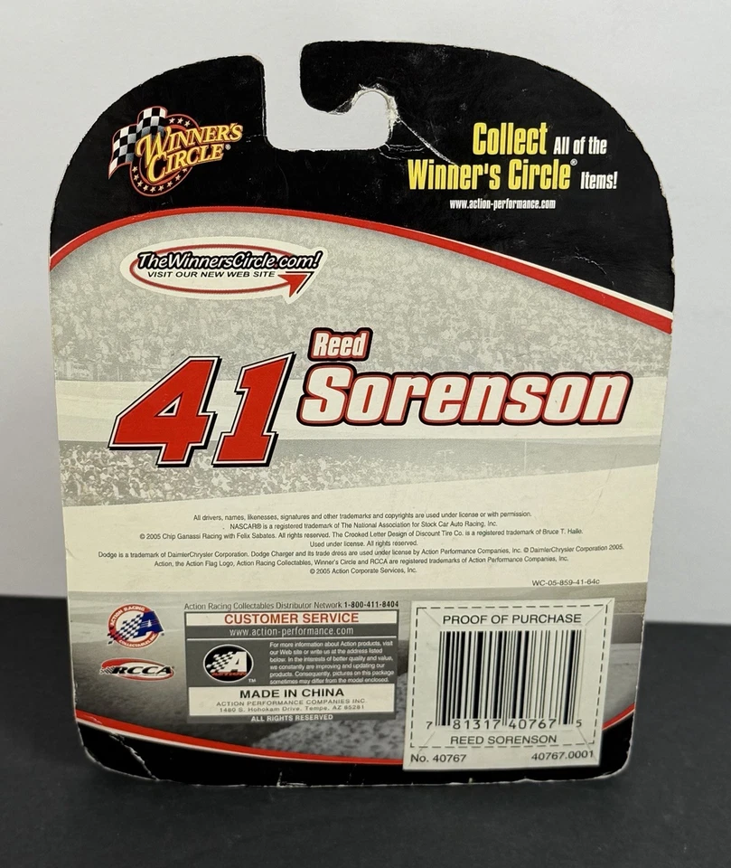Winners Circle Versión Carrera Reed Sorenson #41 China Blanco y Negro 1:64 Novato Foto 2 de 4