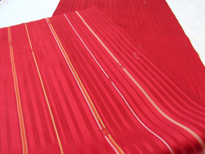 Red Shima Donsu Shine Smooth Japanese Kimono Fabric 100% Silk 39'' L #I-71