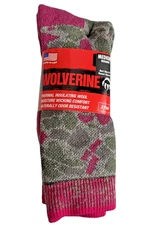 2 PAIR Wolverine Merino Wool Blend Cushioned Boot Socks - Ladies Pink Camo