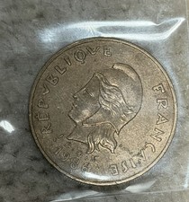 Old French Polynesia Coin Lot - 100 FRANCS - TAHITI - 6 Exotic Coins - Lot