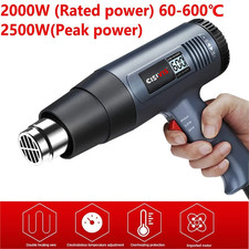 Heat Gun Electric Hot Air Gun Dual Temperature LCD Display 4 Nozzles Tool 2500W