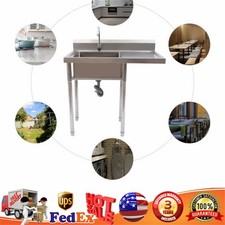 Stainless Steel Utility Sink with Drainboard and 360° Rotating Faucet