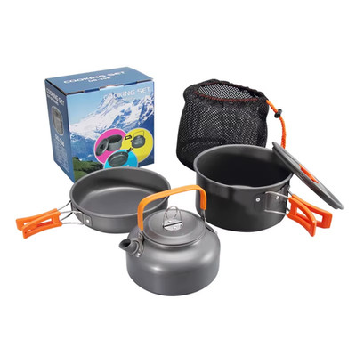 WESTTUNE Camping Cookware Kit Aluminum Outdoor Portable Cooking Set Pot Pan Kett