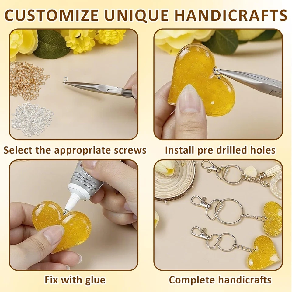 1000 piezas pasadores de ojo de tornillo, tornillos pequeños gancho de ojal para manualidades hágalo usted mismo, proyectos de arte, T Foto 4 de 4