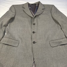 Jos A Bank Men's 44R Blazer 100 Wool Gray Herringbone Jacket Sport Coat