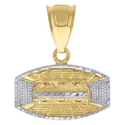 10kt Bicolor Gold Herren Letztes Abendmahl Religiös Charm Anhänger