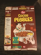 Post 1994 Cocoa PEBBLES Cereal Box Empty Blue Dinosaur Ooze