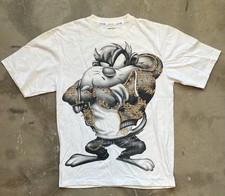 Vintage Y2K Lot 29 white Looney Tunes Taz Tee Size M cartoon