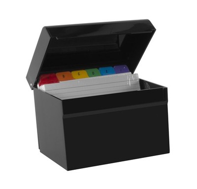 OSCO kleine schwarze hochglänzende Kunststoff Indexbox mit A bis Z einzeln, (klein) 