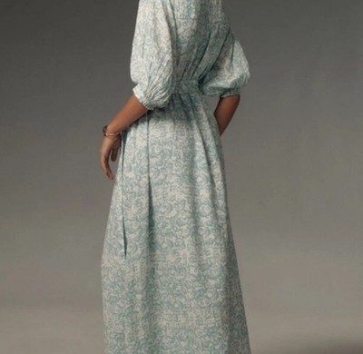 NWT $188 Anthropologie The Irene Linen Shirt Dress by Maeve Size XS "Sky"