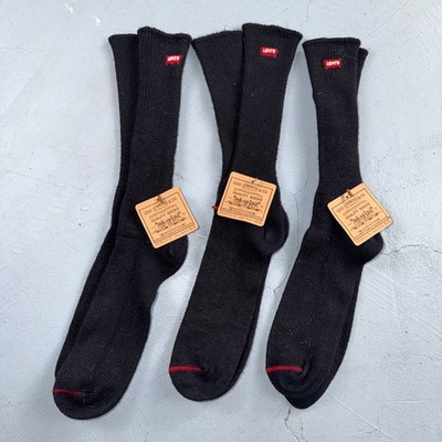 Levi's Men's Socks Regular Cut Shoe Size 10-13 Soft Cotton Black 2000s Y2K VTG