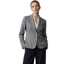 Lafayette 148 NY Classic Tailored Wool Blend Blazer Jacket Gray Women's Size 8