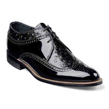 Stacy Adams Dayton Black Ostrich Print Leather Wingtip Oxford USA Men Size