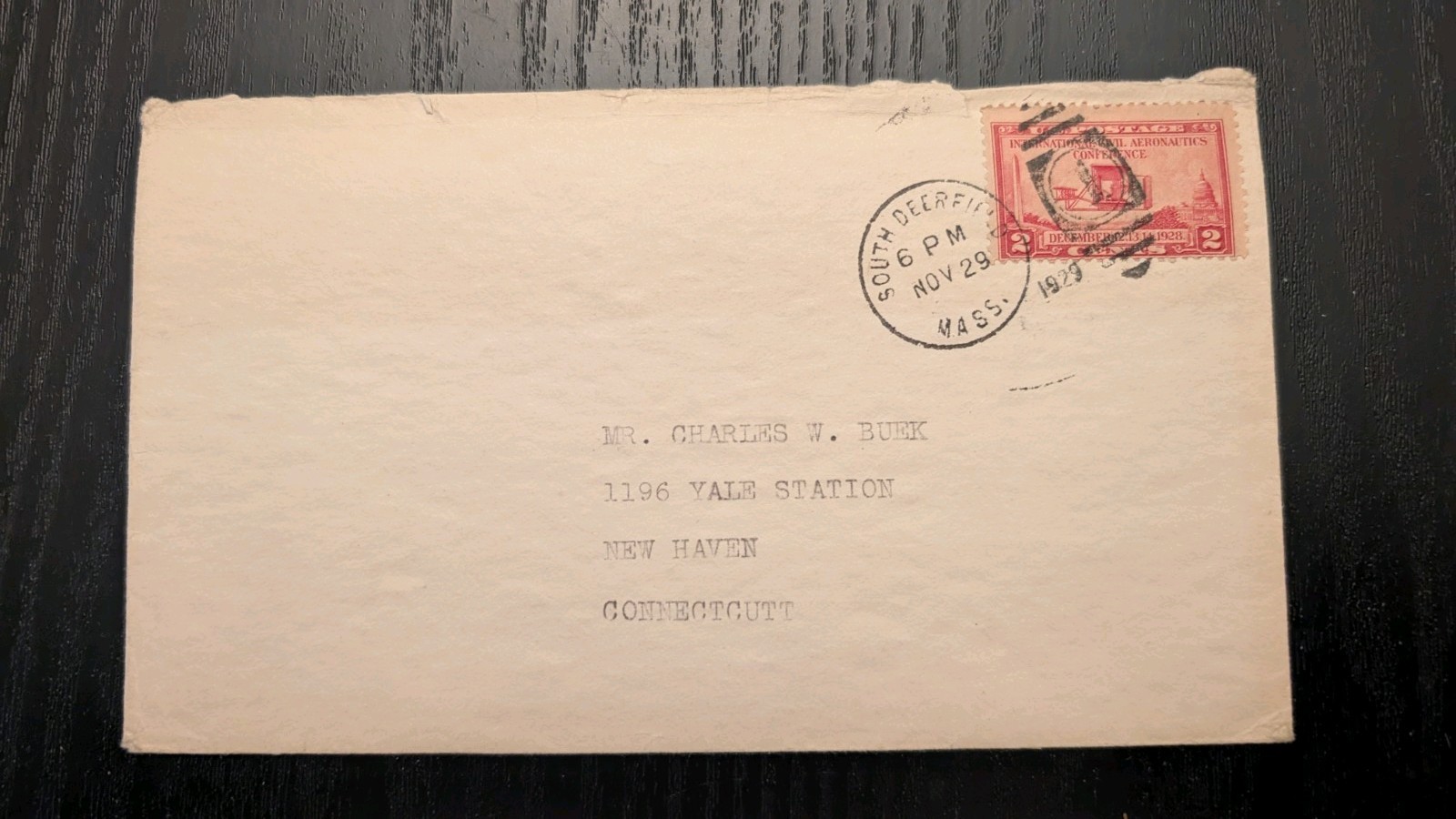 USA 1929 COVER Massachusetts to Yale New Haven Connecticut Envelope Collection